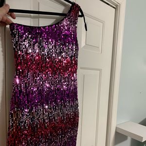 Sequined One Shoulder Dress